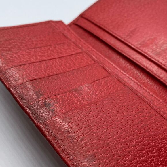 Vintage Gucci Authentic Red Leather Long Slim Wallet w/ Light Wear - Picture 6 of 12